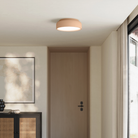 The peach Vitria Flush Mount from Gantri in a living room on the ceiling.