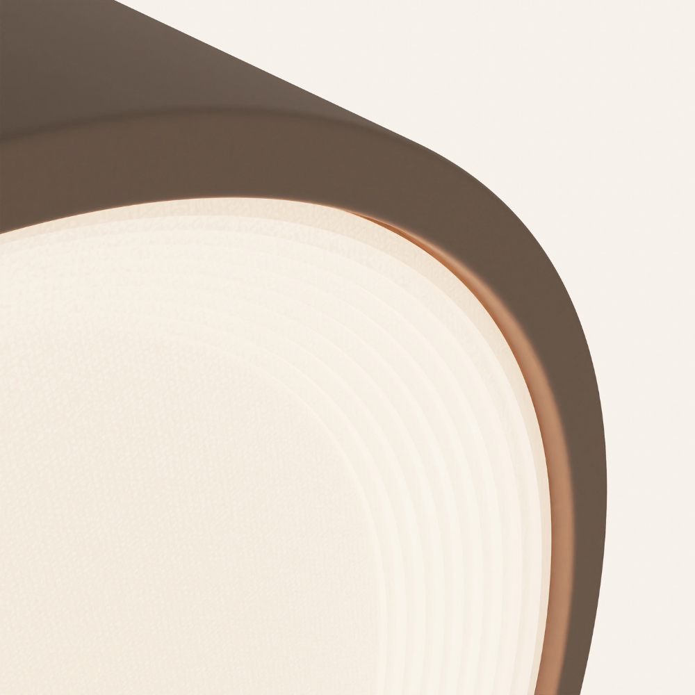 The smoke Vitria Flush Mount from Gantri close up.