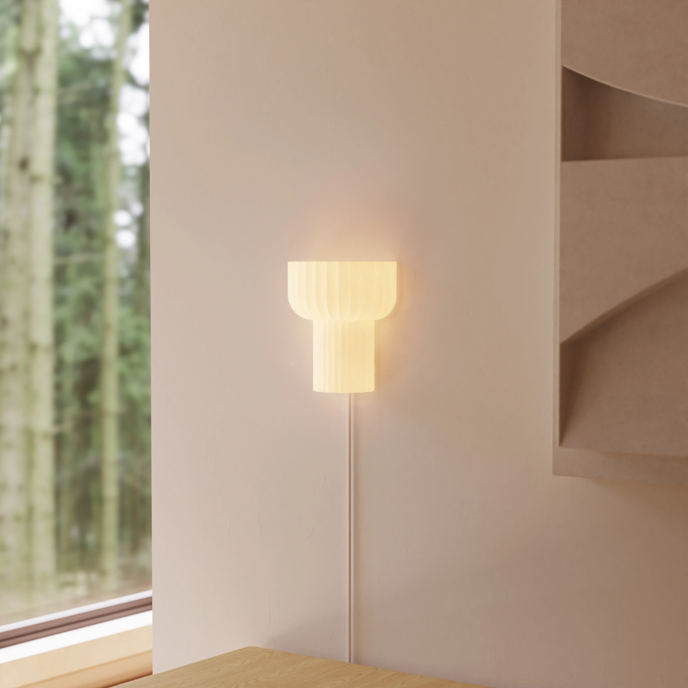 The white Word Wall Light from Gantri in a living room.