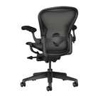 The Aeron Chair from Herman Miller with the adjustable lumbar support support in graphite and graphite from the back.