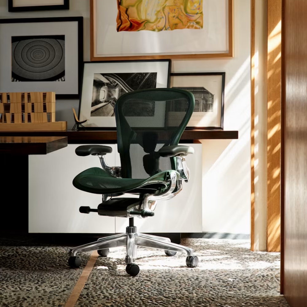 The Aeron Chair from Herman Miller in Jasper / Chrome in a home office.