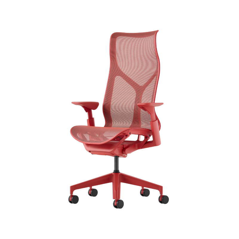 The canyon Cosm Office Chair with high back and adjustable arms from Herman Miller from the side.