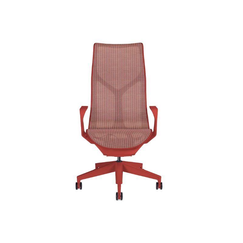 The canyon Cosm Office Chair with high back and fixed arms from Herman Miller features auto-harmonic tilt and a flexible frame.