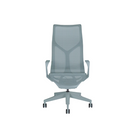 The glacier Cosm Office Chair with high back and fixed arms from Herman Miller features auto-harmonic tilt and a flexible frame.