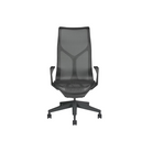 The graphite Cosm Office Chair with high back and fixed arms from Herman Miller features auto-harmonic tilt and a flexible frame.