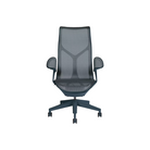 The nightfall Cosm Office Chair with high back and leaf arms from Herman Miller features auto-harmonic tilt and a flexible frame.