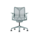 The glacier Cosm Office Chair with low back and adjustable arms from Herman Miller features auto-harmonic tilt and a flexible frame.