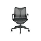 The graphite Cosm Office Chair with low back and fixed arms from Herman Miller features auto-harmonic tilt and a flexible frame.