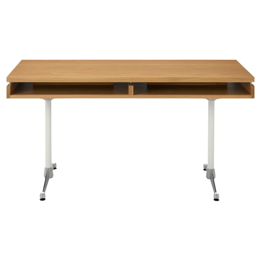 The 30 by 60 inch white oak Eames 2500 Series Executive Desk from Herman Miller with the veneer finish.