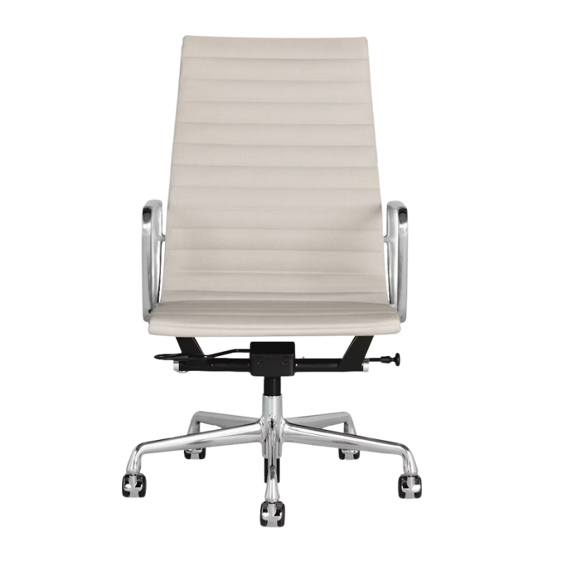 The Eames Aluminum Group Chair, Executive from Herman Miller with the lotus leather, aluminum frame and extended height.