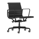 The Eames Aluminum Group Chair, Management from Herman Miller with the black leather, black frame and standard height.