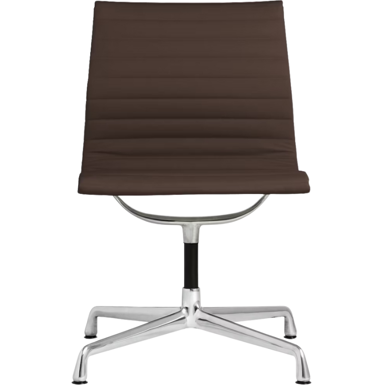 The Eames Aluminum Group Side Chair from Herman Miller in chocolate vincenza leather.