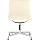 The Eames Aluminum Group Side Chair from Herman Miller in cream vincenza leather.