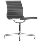 The Eames Aluminum Group Side Chair from Herman Miller in graphite 2100 series leather.