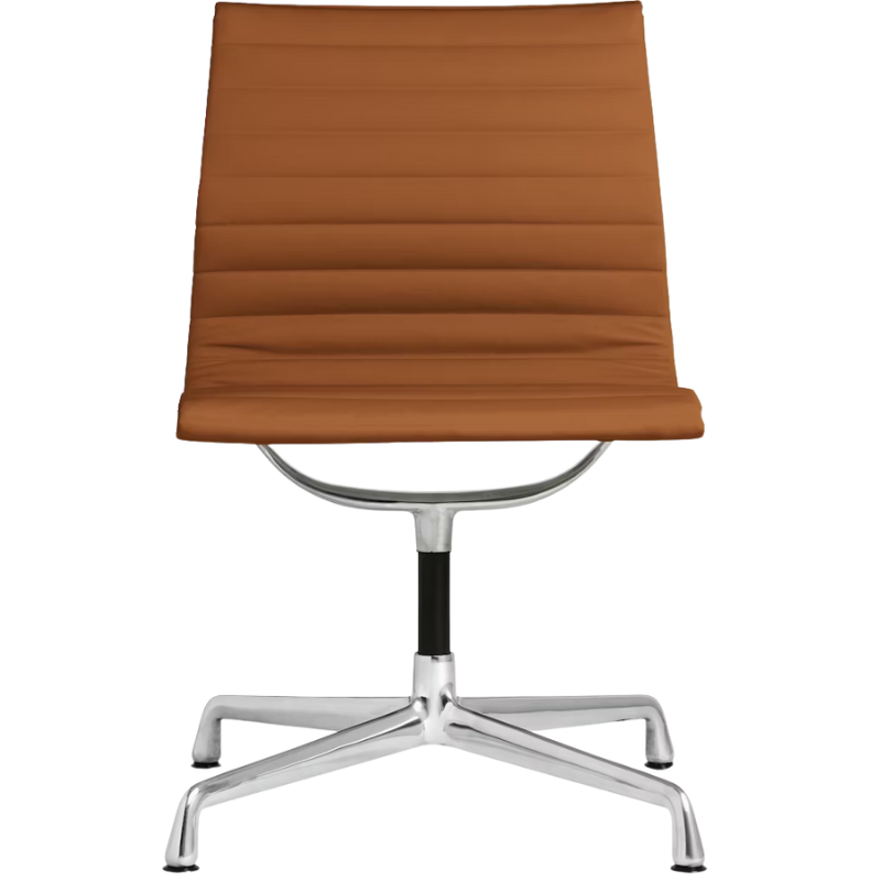 The Eames Aluminum Group Side Chair from Herman Miller in tobacco vincenza leather.