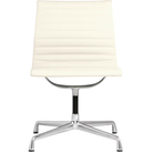 The Eames Aluminum Group Side Chair from Herman Miller in white vincenza leather.