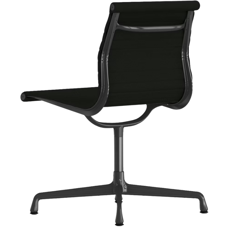 The Eames Graphite Group Side Chair from Herman Miller in black hopsak fabric from backrest.