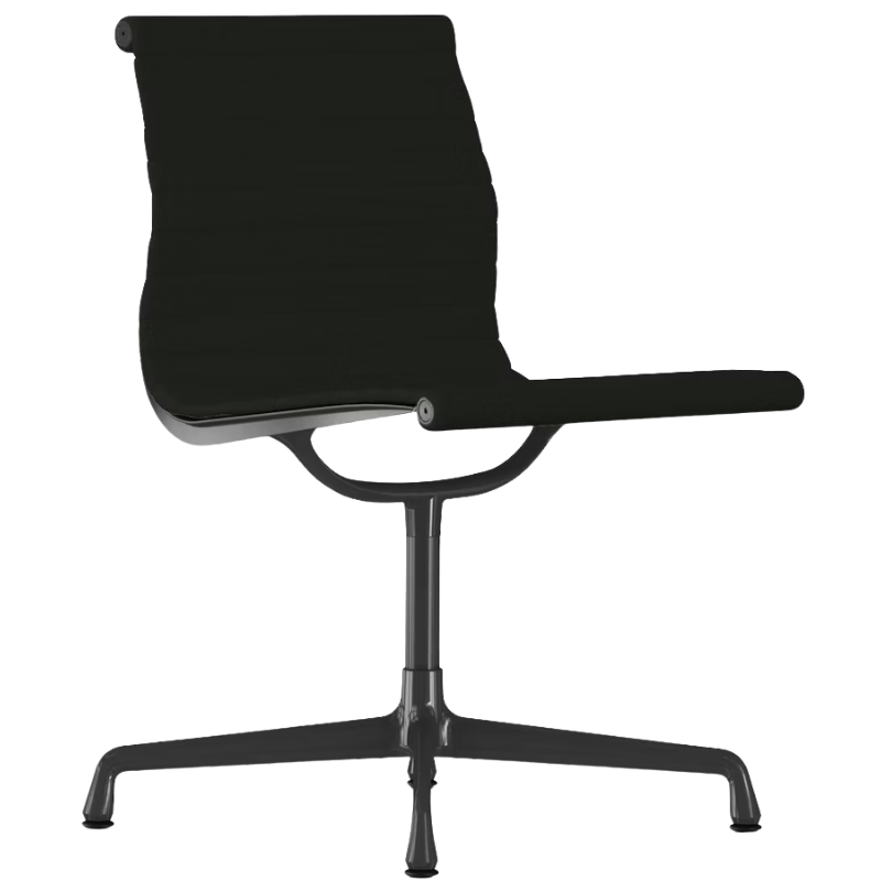 The Eames Graphite Group Side Chair from Herman Miller in black hopsak fabric.