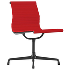 The Eames Graphite Group Side Chair from Herman Miller in crimson hopsak fabric.