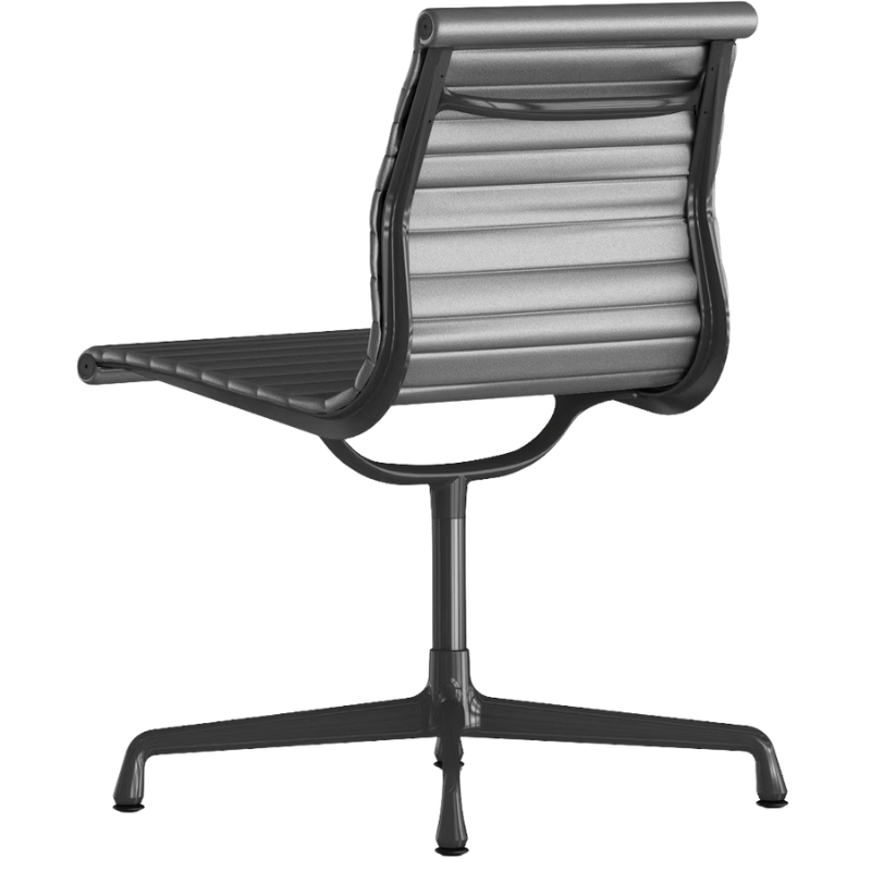 The Eames Graphite Group Side Chair from Herman Miller in graphite 2100 series leather backrest.