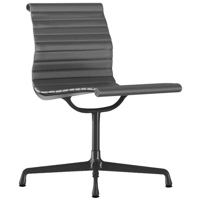 The Eames Graphite Group Side Chair from Herman Miller in graphite 2100 series leather.