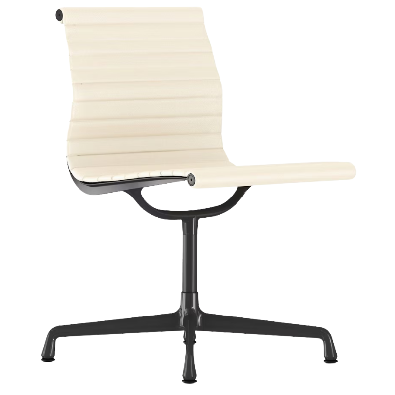 The Eames Graphite Group Side Chair from Herman Miller in ivory 2100 series leather.