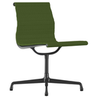 The Eames Graphite Group Side Chair from Herman Miller in dark olive green hopsak fabric.