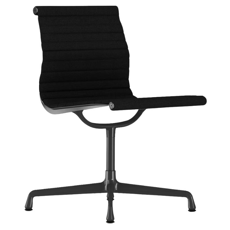 The Eames Graphite Group Side Chair from Herman Miller in onyx messenger fabric.