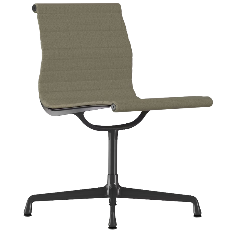 The Eames Graphite Group Side Chair from Herman Miller in dark raw umber hopsak fabric.