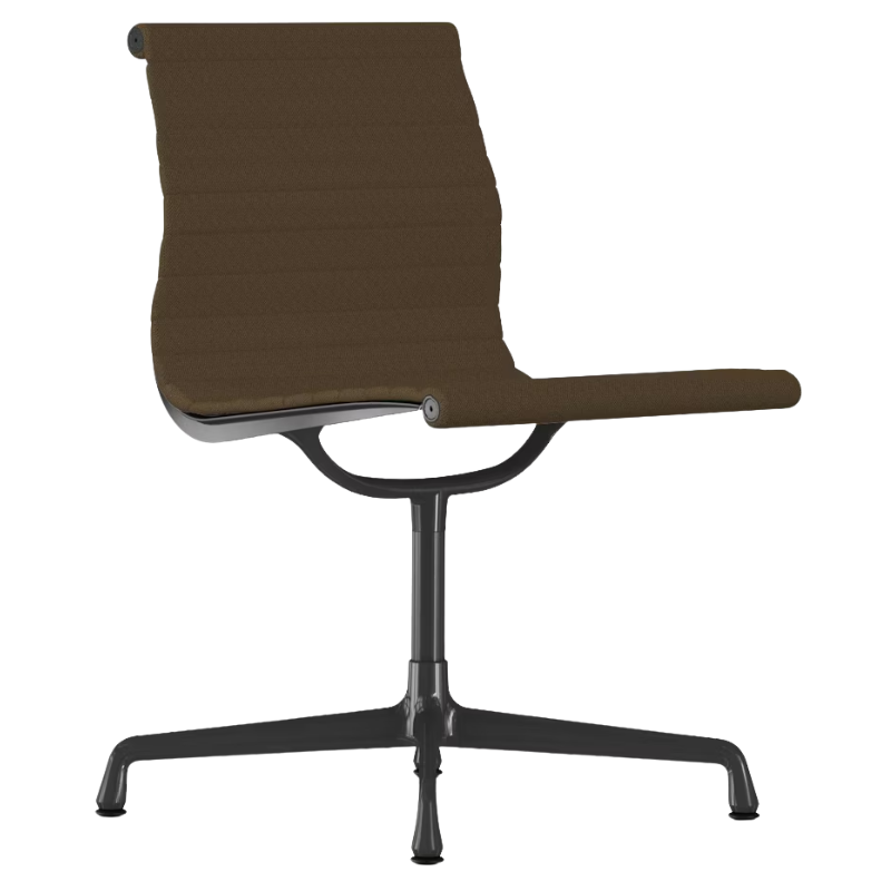 The Eames Graphite Group Side Chair from Herman Miller in sienna hopsak fabric.