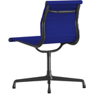 The Eames Graphite Group Side Chair from Herman Miller in dark ultramarine hopsak fabric from backrest.