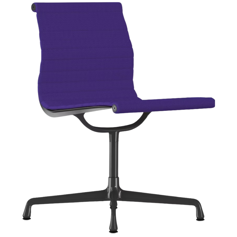 The Eames Graphite Group Side Chair from Herman Miller in dark violet hopsak fabric.