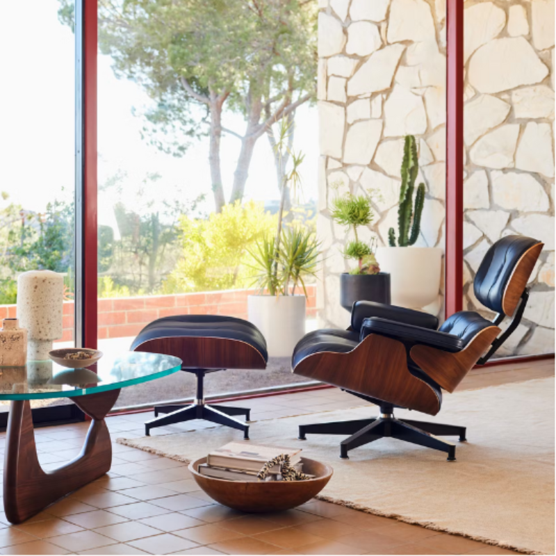 The Eames Lounge Chair and Ottoman from Herman Miller in a living room. all-groups