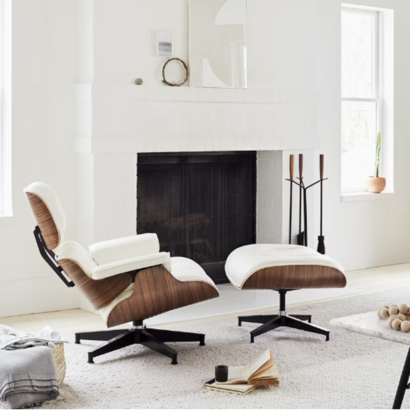 The Eames Lounge Chair and Ottoman from Herman Miller in a living room. all-groups