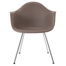 The cocoa shell Eames Molded Plastic Armchair 4-Leg Base from Herman Miller with the trivalent chrome base.
