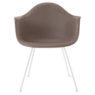 The cocoa shell Eames Molded Plastic Armchair 4-Leg Base from Herman Miller with the white base.