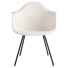 The white shell Eames Molded Plastic Armchair 4-Leg Base from Herman Miller with the black base.