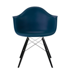 The blue green shell Eames Molded Plastic Armchair Dowel-Leg Base with the trivalent chrome base and ebony legs.