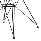 The Eames Molded Plastic Armchair Wire Base from Herman Miller with the black base close up. all-groups