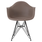 The cocoa shell Eames Molded Plastic Armchair Wire Base from Herman Miller with the black base.