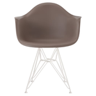 The cocoa shell Eames Molded Plastic Armchair Wire Base from Herman Miller with the white base.