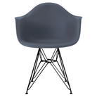 The medium gray shell Eames Molded Plastic Armchair Wire Base from Herman Miller with the black base.