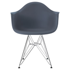The medium gray shell Eames Molded Plastic Armchair Wire Base from Herman Miller with the trivalent chrome base.