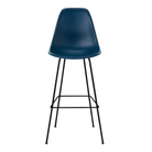 The blue green shell Eames Molded Plastic Bar Height Stool from Herman Miller with the black base.