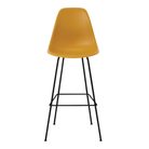 The deep yellow shell Eames Molded Plastic Bar Height Stool from Herman Miller with the black base.