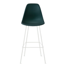 The evergreen shell Eames Molded Plastic Bar Height Stool from Herman Miller with the white base.