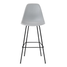The light gray shell Eames Molded Plastic Bar Height Stool from Herman Miller with the black base.