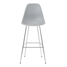 The light gray shell Eames Molded Plastic Bar Height Stool from Herman Miller with the trivalent chrome base.