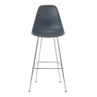 The medium gray shell Eames Molded Plastic Bar Height Stool from Herman Miller with the trivalent chrome base.