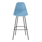 The pale blue shell Eames Molded Plastic Bar Height Stool from Herman Miller with the black base.